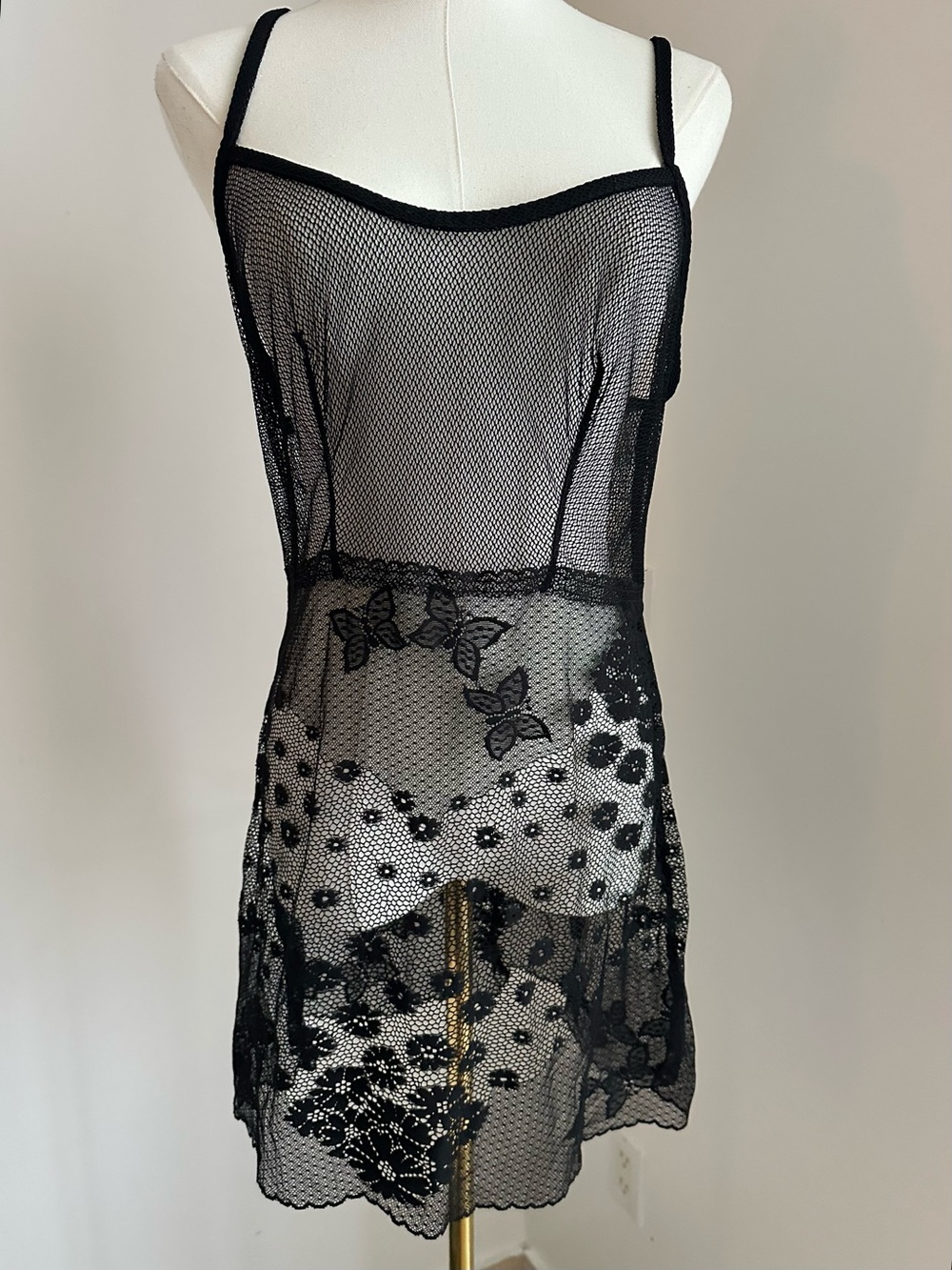 La Perla Sheer Black Lace Chemise Slip - Women's Intimates
